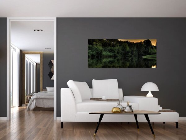Tablou cu lac în pădure (120x50 cm)