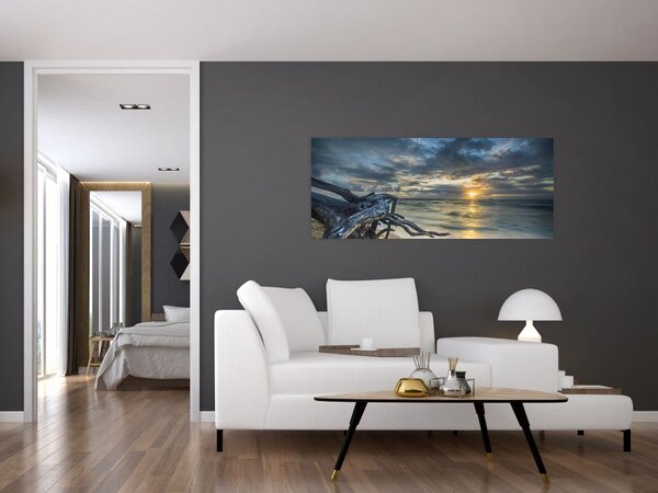 Tablou cu marea în apus de soare (120x50 cm)
