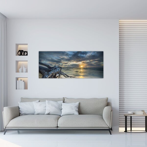 Tablou cu marea în apus de soare (120x50 cm)