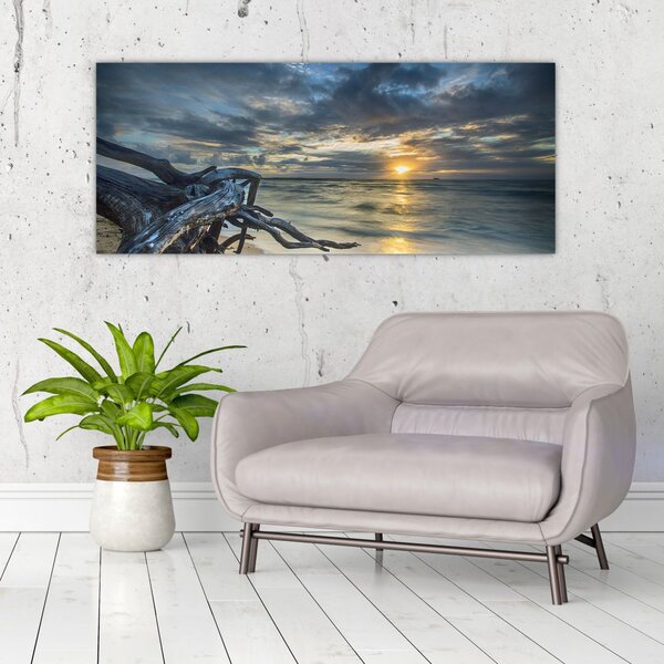 Tablou cu marea în apus de soare (120x50 cm)
