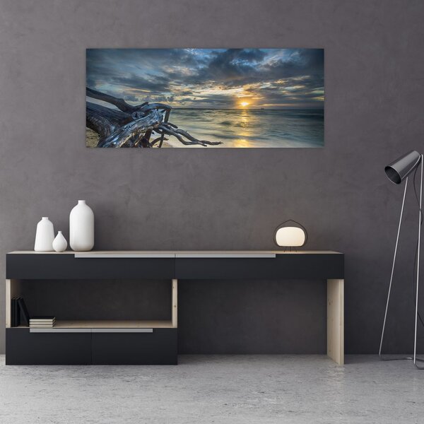Tablou cu marea în apus de soare (120x50 cm)