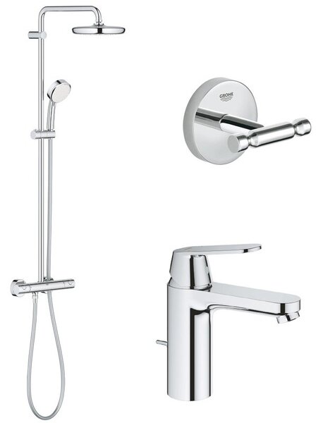 Pachet: Coloana dus Grohe New Tempesta 210-27922001, Baterie lavoar inaltime medie Grohe Eurosmart Cosmo M-23325000, AgÄÅ£Ätoare Grohe BauCosmopolitan-40461001