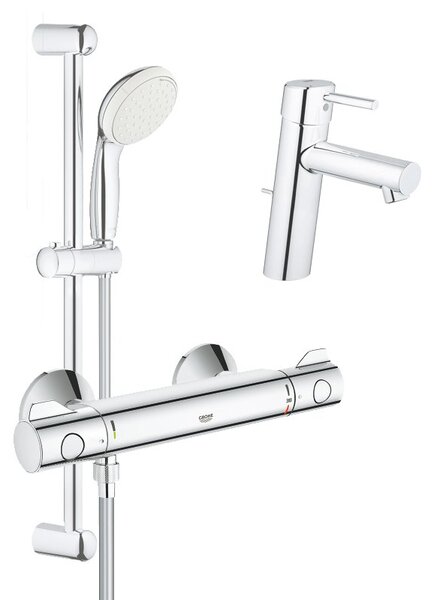 Pachet: Baterie dus Grohe Grohtherm 800 si Set dus cu bara Tempesta Mono-34565001, Baterie lavoar inaltime medie Grohe Concetto New-23450001