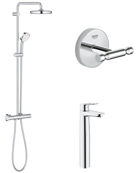 Pachet: Coloana dus Grohe New Tempesta 210-27922001, Baterie lavoar montare pe blat Grohe Bauloop XL-23764000, AgÄÅ£Ätoare Grohe BauCosmopolitan-40461001