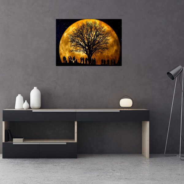 Tablou cu luna și siluete (70x50 cm)