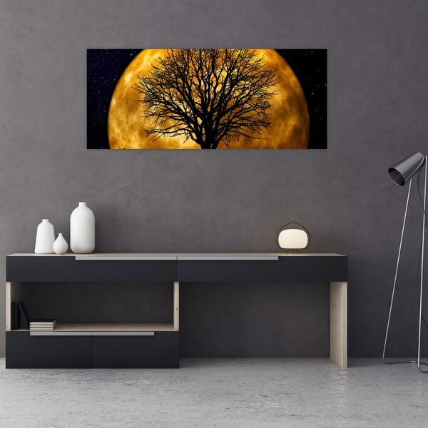 Tablou cu luna și siluete (120x50 cm)