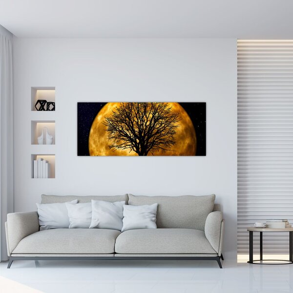Tablou cu luna și siluete (120x50 cm)