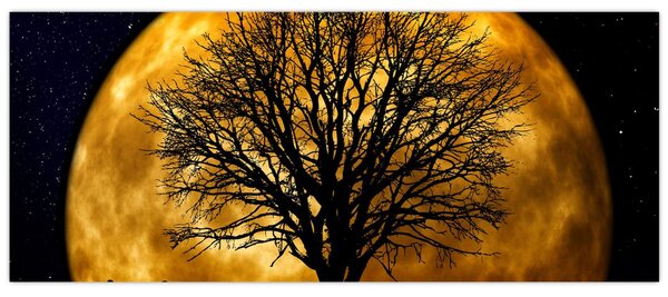 Tablou cu luna și siluete (120x50 cm)