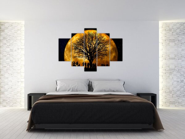 Tablou cu luna și siluete (150x105 cm)