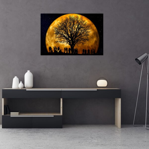 Tablou cu luna și siluete (90x60 cm)