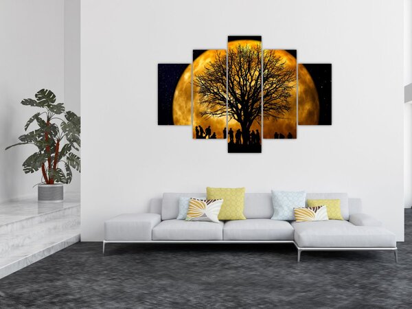 Tablou cu luna și siluete (150x105 cm)