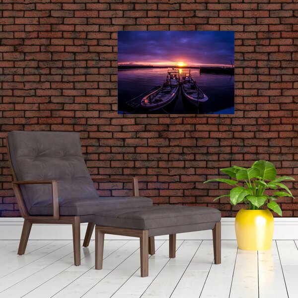 Tablou cu barci pescărești în port (70x50 cm)