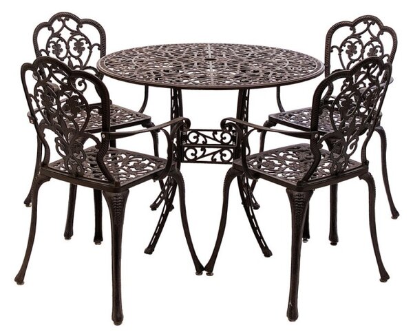 Set mobilier grădină din aluminiu cu 4 scaune Meda, maro