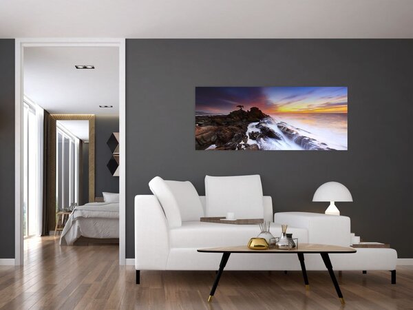 Tablou cu munți în ceață (120x50 cm)