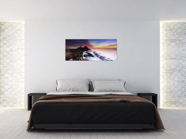 Tablou cu munți în ceață (120x50 cm)