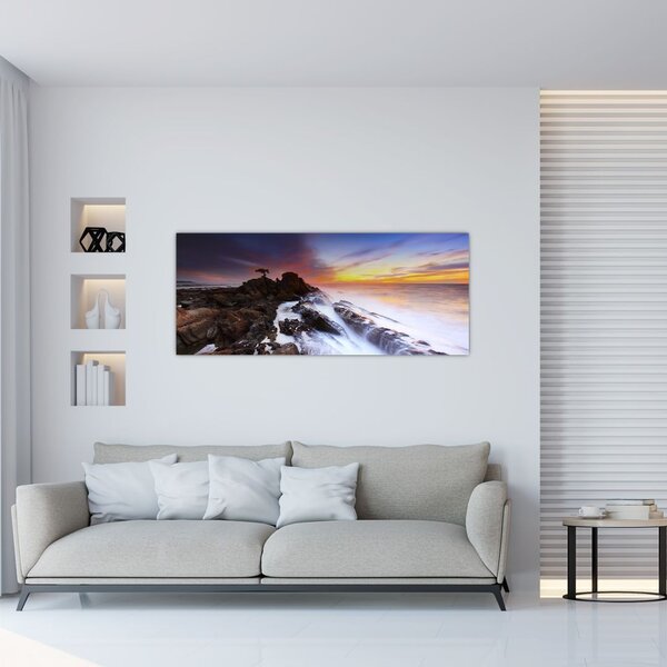Tablou cu munți în ceață (120x50 cm)