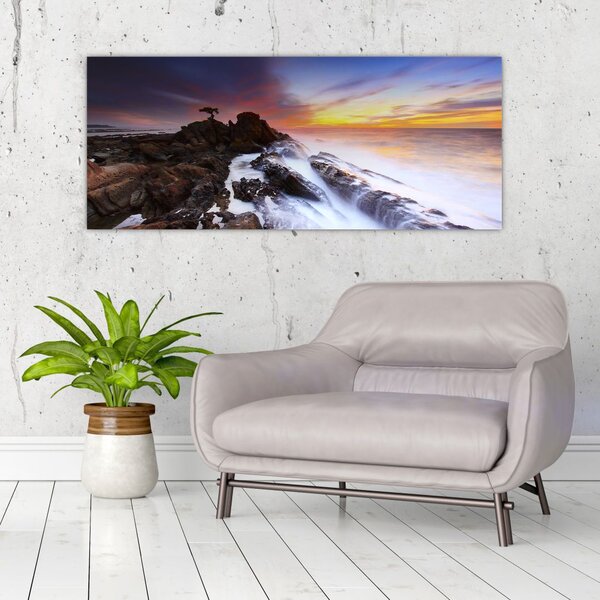 Tablou cu munți în ceață (120x50 cm)
