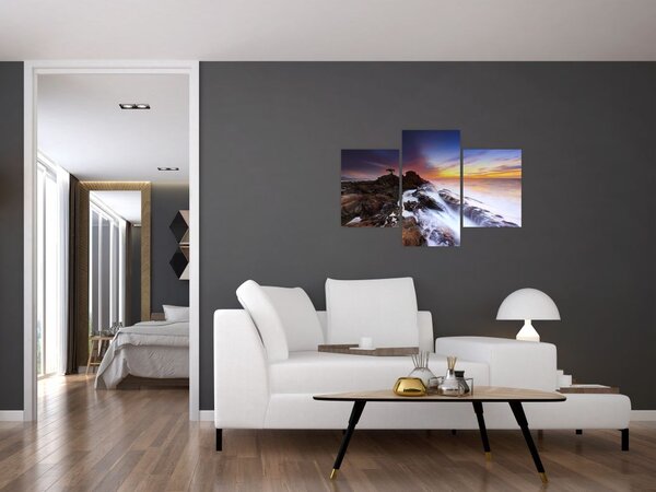 Tablou cu munți în ceață (90x60 cm)