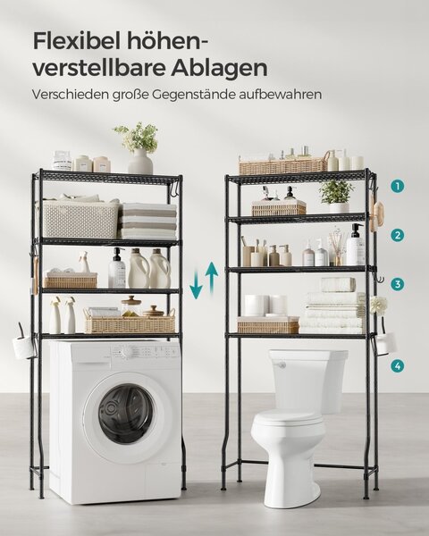Raft baie WC Songmics Negru 83x30x179 cm