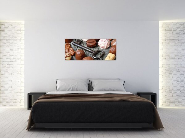 Tablou cu ciocolată și chei (120x50 cm)