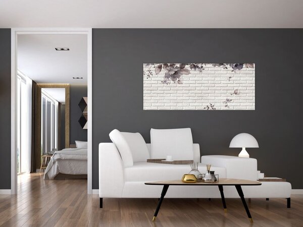Tablou cu perete și buchet (120x50 cm)