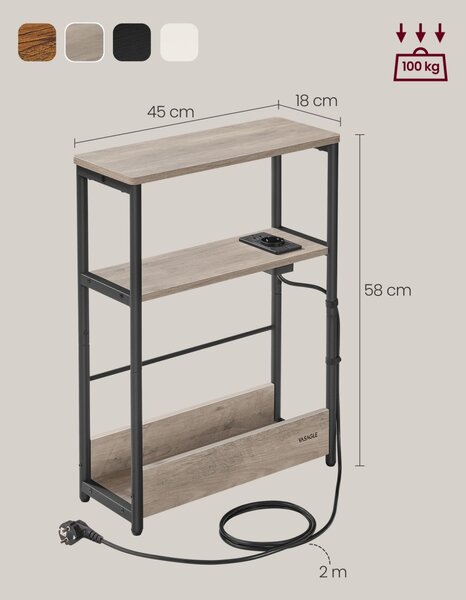 Masuta laterala cu priza Vasagle Maro 45x18x58 cm