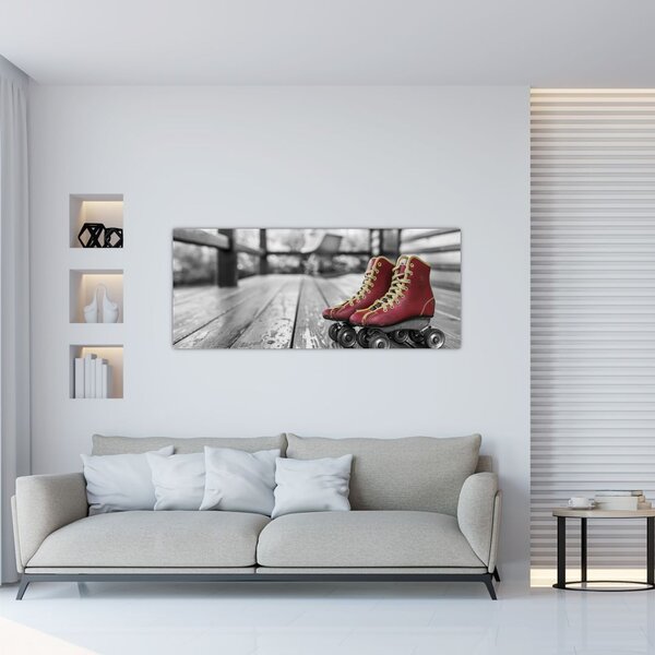 Tablou cu pantofi cu role vechi roșii (120x50 cm)