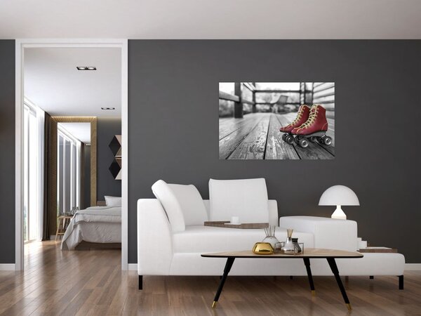 Tablou cu pantofi cu role vechi roșii (90x60 cm)