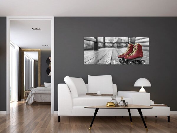 Tablou cu pantofi cu role vechi roșii (120x50 cm)