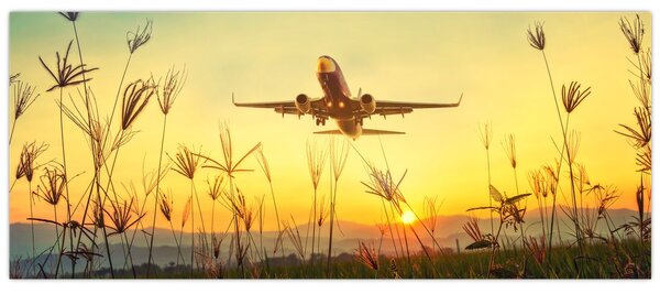 Tablou cu avionul ridicându-se spre zbor (120x50 cm)