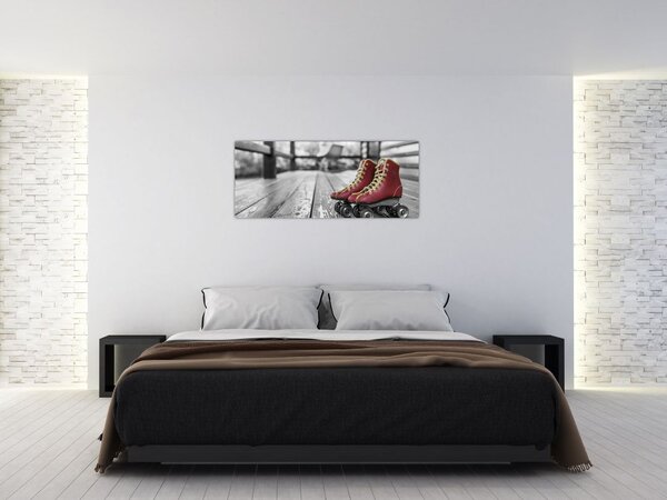 Tablou cu pantofi cu role vechi roșii (120x50 cm)