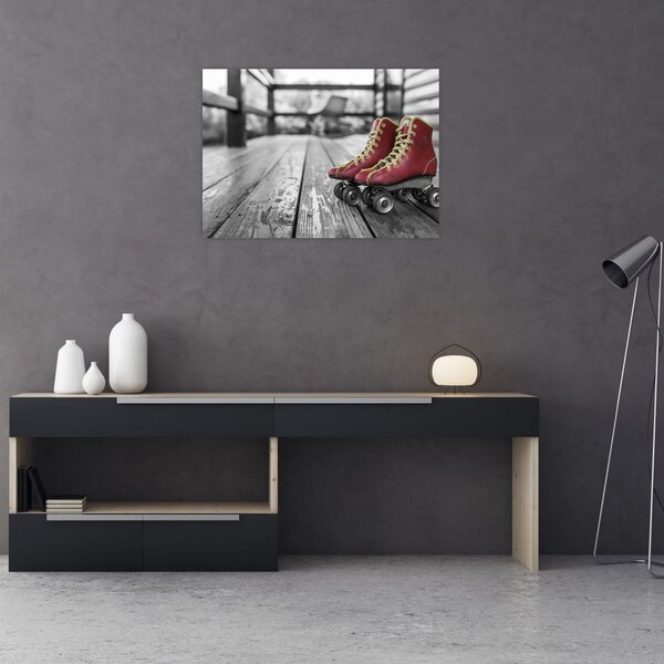 Tablou cu pantofi cu role vechi roșii (70x50 cm)