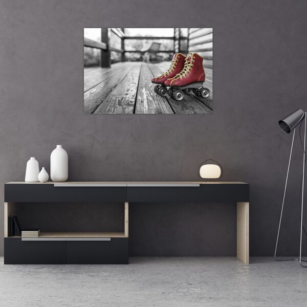 Tablou cu pantofi cu role vechi roșii (90x60 cm)