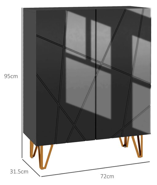 HOMCOM Dulap Îngust pentru Pantofi, Dulap Subțire pentru Depozitarea a 15-20 de Pantofi, 95x72x31.5 cm, Negru | Aosom Romania