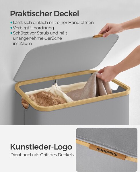 Cos de rufe Songmics Gri 52x38.5x70.5 cm