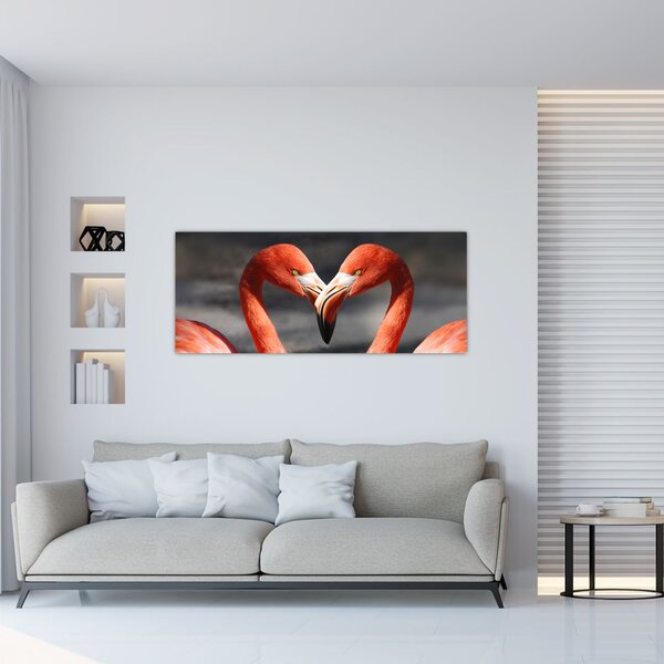 Tablou cu doi flamengo îndrăgostiți (120x50 cm)