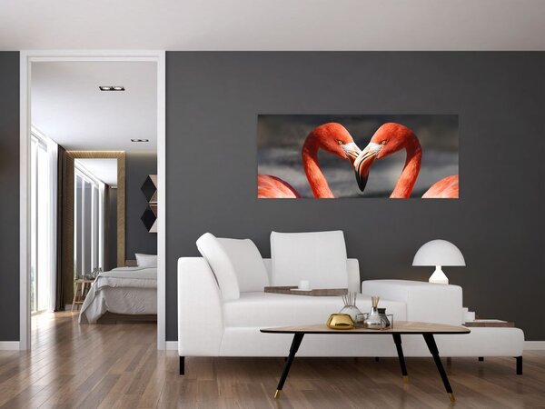 Tablou cu doi flamengo îndrăgostiți (120x50 cm)