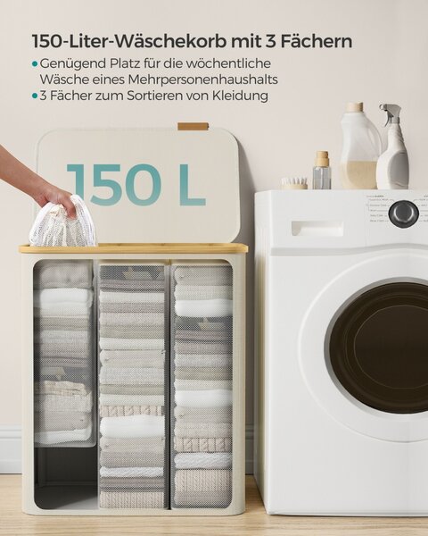 Cos de rufe Songmics Crem 60x38.5x70.5 cm