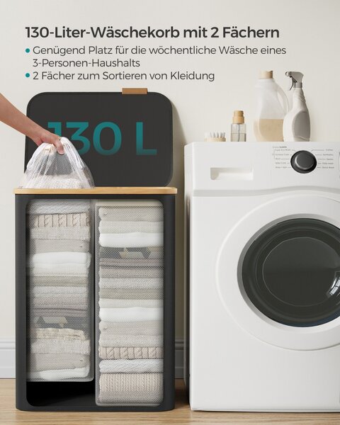 Cos de rufe Songmics Negru 52x38.5x70.5 cm