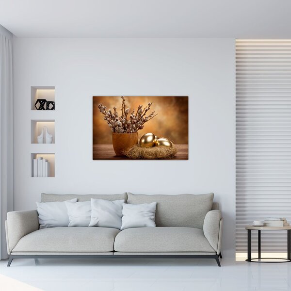 Tablou cu ou și pisicuțe (90x60 cm)