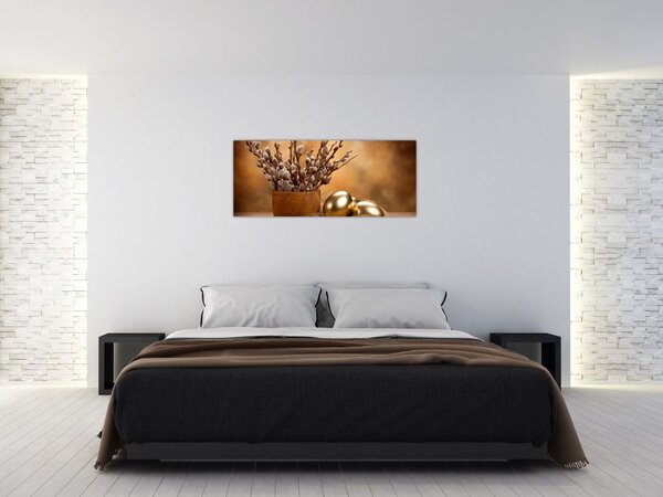 Tablou cu ou și pisicuțe (120x50 cm)