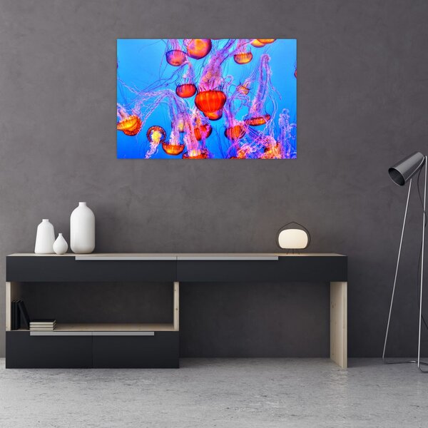 Tablou cu meduse în mare (90x60 cm)
