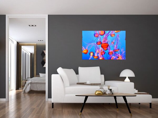 Tablou cu meduse în mare (90x60 cm)