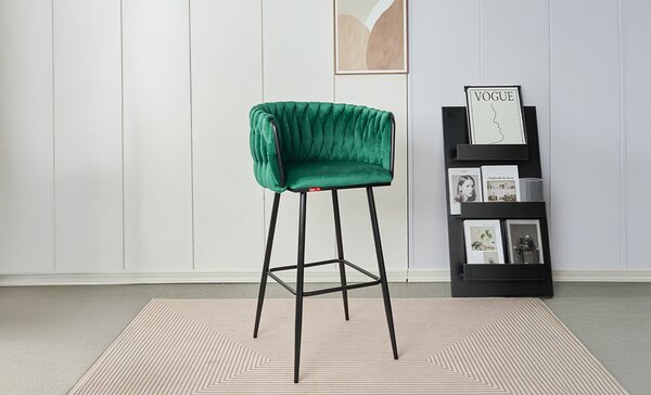 Scaun Bar KJC365 Verde cu Picioare Negre