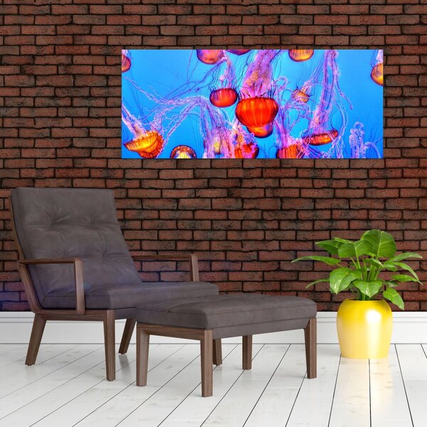 Tablou cu meduse în mare (120x50 cm)