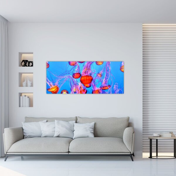 Tablou cu meduse în mare (120x50 cm)