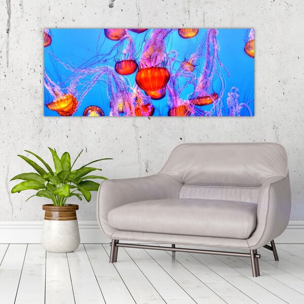 Tablou cu meduse în mare (120x50 cm)