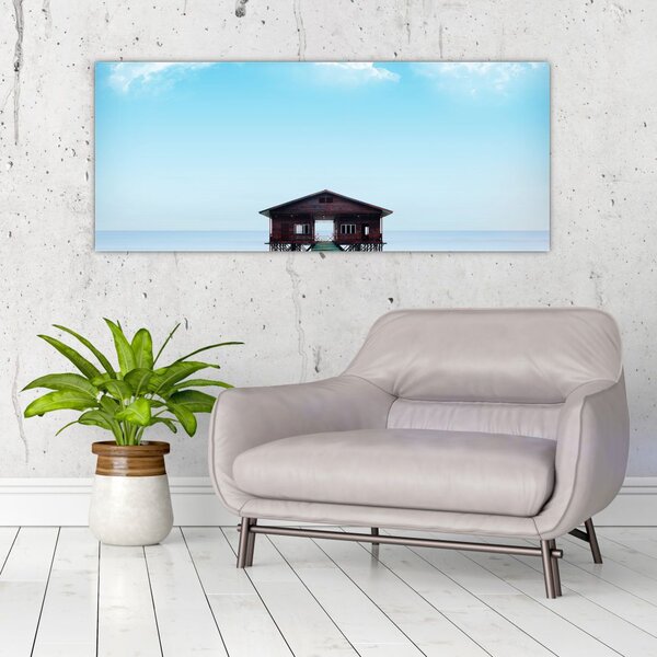 Tablou cu casă pe mare (120x50 cm)