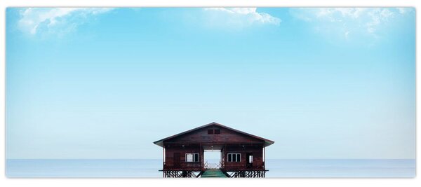 Tablou cu casă pe mare (120x50 cm)