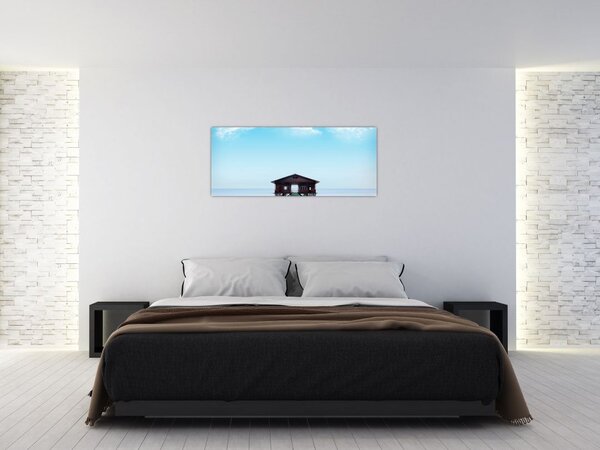 Tablou cu casă pe mare (120x50 cm)
